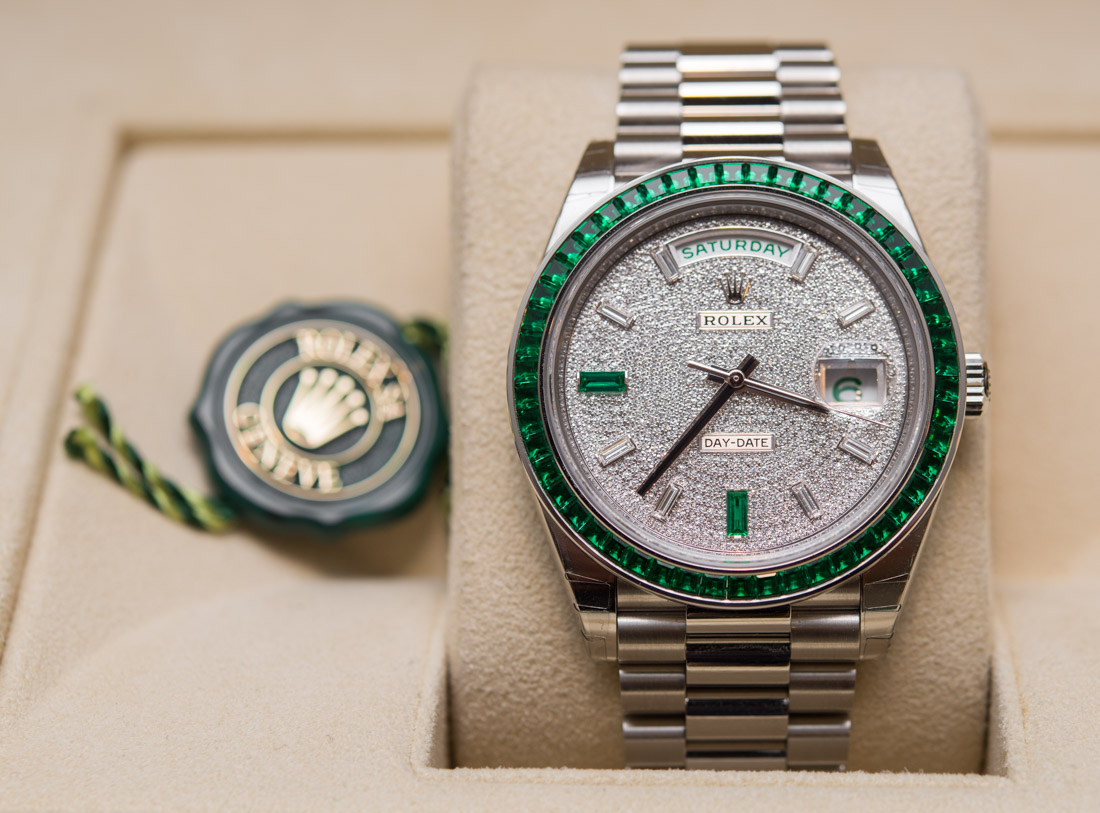 Rolex-Day-Date-40-Platinum-228396-Green-Emerald-Bezel-1