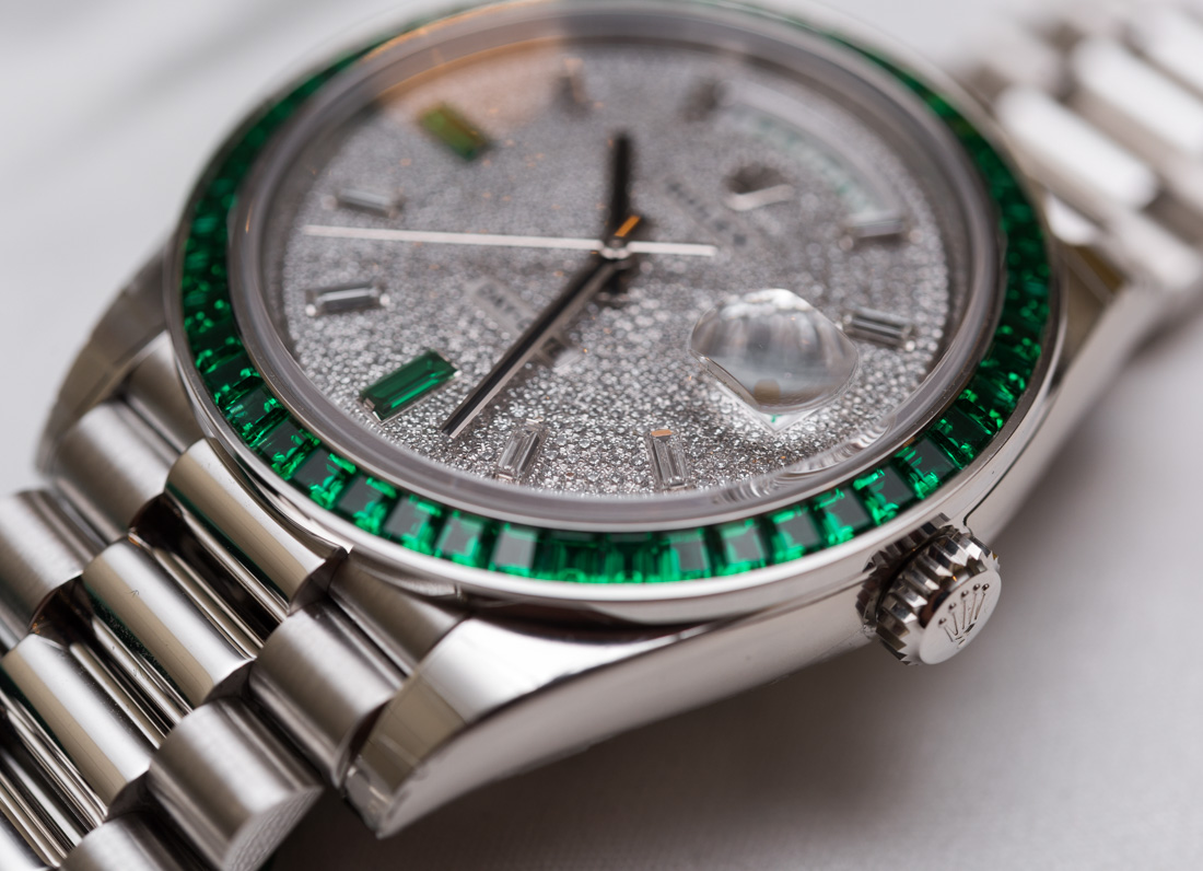 Rolex-Day-Date-40-Platinum-228396-Green-Emerald-Bezel-2