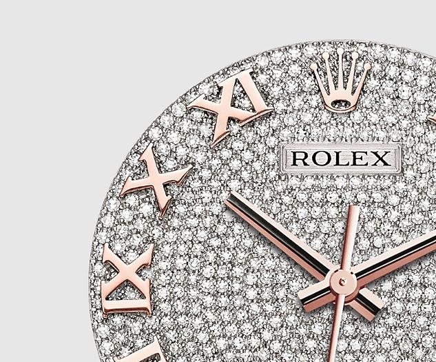 The attractive replica Rolex Pearlmaster 39 86285 watches have diamond-paved dials.