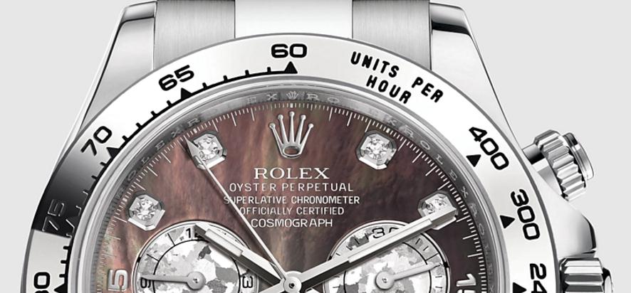 The luxury copy Rolex Cosmograph Daytona 116509 watches are made from white gold.