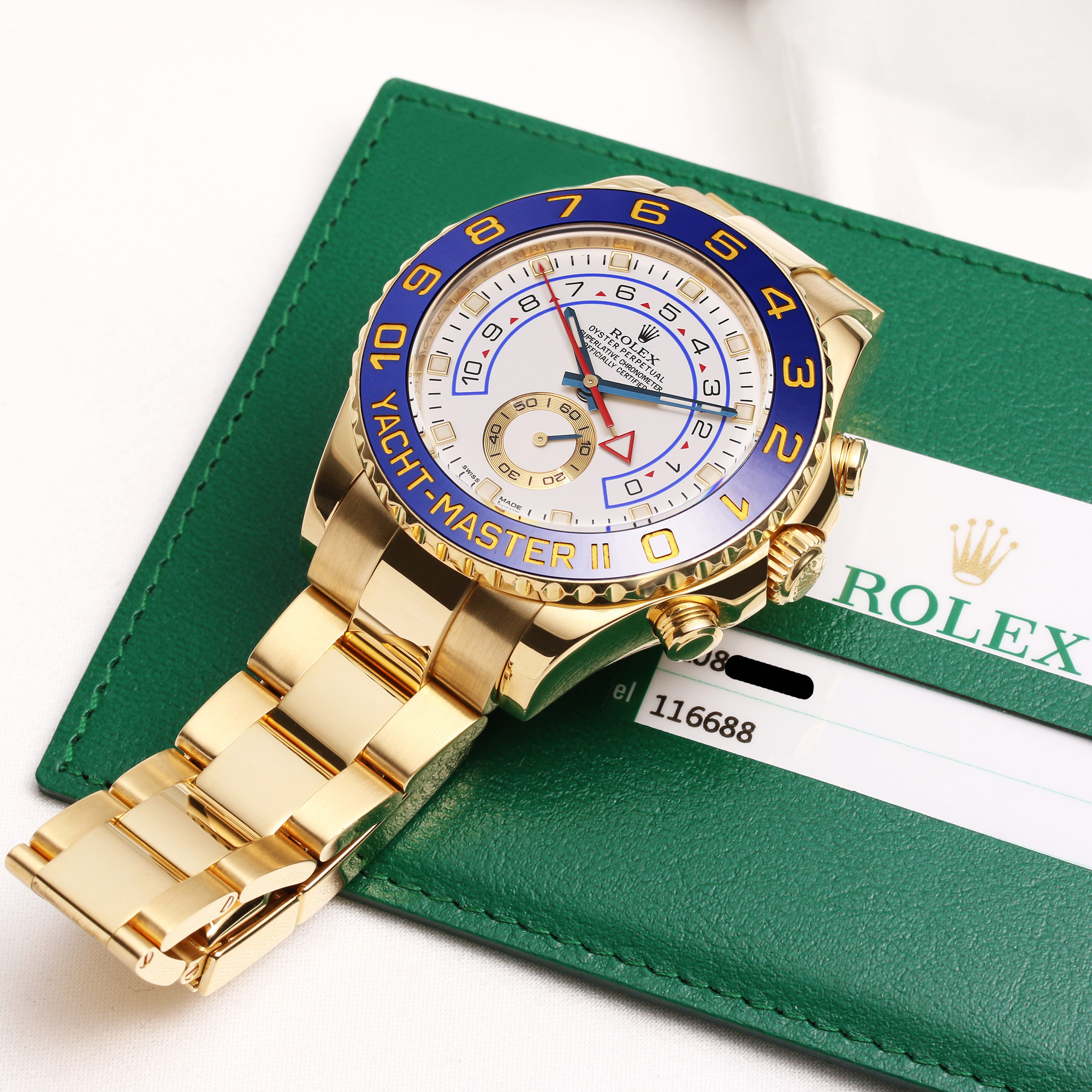 The luxury fake Rolex Yacht-Master II 116688 watches are made from yellow gold.