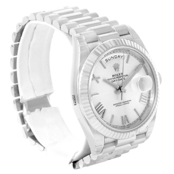 The luxury replica Rolex Day-Date 40 228239 watches have white gold.